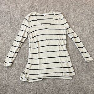 Old Navy Black and Cream Striped Long Sleeve Top